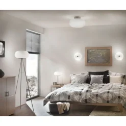 Eglo OPTICA Wand-/plafondlamp staal nikkel-mat / glas opaal-mat wit H: 210 mm | Ø 375 mm Best