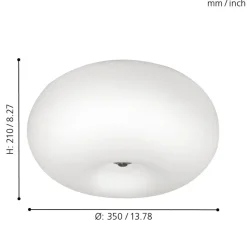 Eglo OPTICA Wand-/plafondlamp staal nikkel-mat / glas opaal-mat wit H: 210 mm | Ø 375 mm Best
