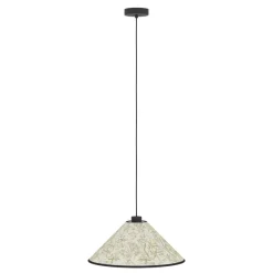 Eglo OXPARK hanglamp staal zwart / textiel met bamboebladeren wit, groen H: 1100 mm | Ø 420 mm
