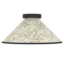 Eglo OXPARK Plafondarmaturen staal zwart / textiel met bamboebladeren wit, groen H: 195 mm | Ø 420 mm Sale