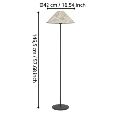 Eglo OXPARK Staande lampen staal zwart / textiel met bamboebladeren wit, groen H: 1465 mm | Ø 420 mm Clearance