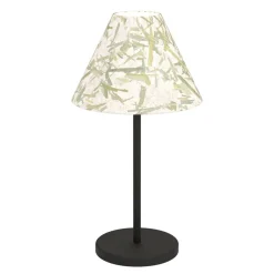 Eglo OXPARK Tafellampen staal zwart / textiel met bamboebladeren wit, groen H: 415 mm | Ø 220 mm Sale