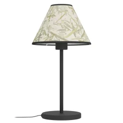 Eglo OXPARK Tafellampen staal zwart / textiel met bamboebladeren wit, groen H: 415 mm | Ø 220 mm Sale