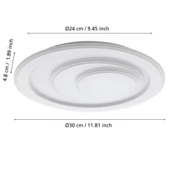 Eglo PALAGIANO 1 Plafondarmaturen staal wit / kunststof, staal satijn, wit H: 50 mm | Ø 300 mm Discount