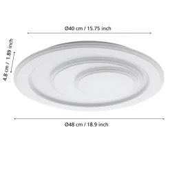 Eglo PALAGIANO 1 Plafondarmaturen staal wit / kunststof, staal satijn, wit H: 50 mm | Ø 480 mm Online