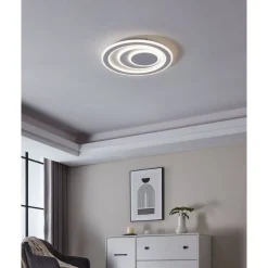 Eglo PALAGIANO 1 Plafondarmaturen staal wit / kunststof, staal satijn, wit H: 50 mm | Ø 480 mm Online