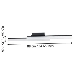 Eglo PALMITAL Wand-/plafondlamp aluminium, staal zwart / Kunststof satijn H: 90 mm New