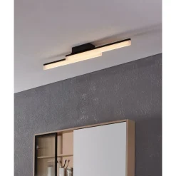 Eglo PALMITAL Wand-/plafondlamp aluminium, staal zwart / Kunststof satijn H: 90 mm New