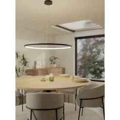Eglo PARRUTA hanglamp aluminium, staal zwart / Kunststof wit H: 1500 mm | Ø 990 mm Discount