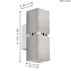 Eglo PASSA Wandlamp staal nikkel-mat, chroom H: 170 mm Online