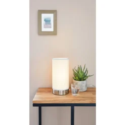 Eglo PASTERI Tafellampen staal nikkel-mat / textiel wit H: 255 mm | Ø 120 mm Hot