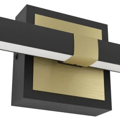 Eglo PEGUERA Wandlamp aluminium, staal zwart, geborsteld messing / Kunststof wit H: 110 mm New