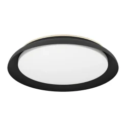 Eglo PENJAMO 1 Plafondarmaturen staal, hout zwart, bruin / Kunststof wit H: 65 mm | Ø 465 mm Hot