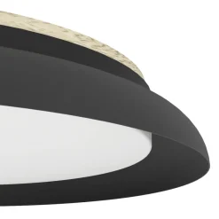 Eglo PENJAMO 1 Plafondarmaturen staal, hout zwart, bruin / Kunststof wit H: 65 mm | Ø 465 mm Hot