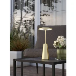 Eglo PICCOLA Tafellampen staal geelkoper-geborsteld / Kunststof wit H: 280 mm | Ø 130 mm Outlet