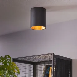 Eglo POLASSO Plafondarmaturen aluminium, kunststof zwart, goud H: 120 mm | Ø 100 mm Discount