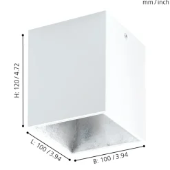 Eglo POLASSO Plafondarmaturen aluminium, kunststof wit, zilver H: 120 mm Outlet