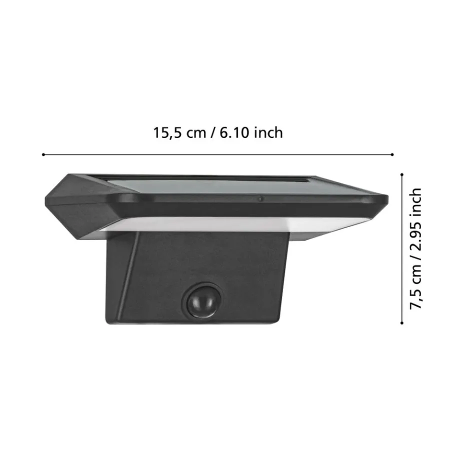 Eglo PORRASSA zonne-energiearmatuur Kunststof zwart / Kunststof wit H: 75 mm Discount