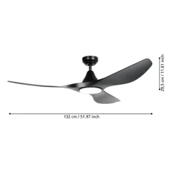 Eglo PORTSEA Ventilator met licht ABS zwart-mat / acryl melkkleurig H: 295 mm | Ø 1320 mm Discount