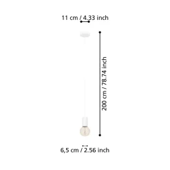 Eglo POZUETA 1 hanglamp staal wit H: 1100 mm | Ø 65 mm Discount