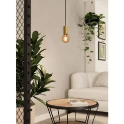 Eglo POZUETA 1 hanglamp staal geelkoper-geborsteld H: 1100 mm | Ø 65 mm