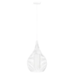 Eglo RAZONI 1 hanglamp staal wit / staal, glas wit H: 1100 mm | Ø 325 mm Outlet