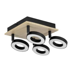 Eglo RIELVES spot hout, staal bruin, zwart / Kunststof wit H: 175 mm Best