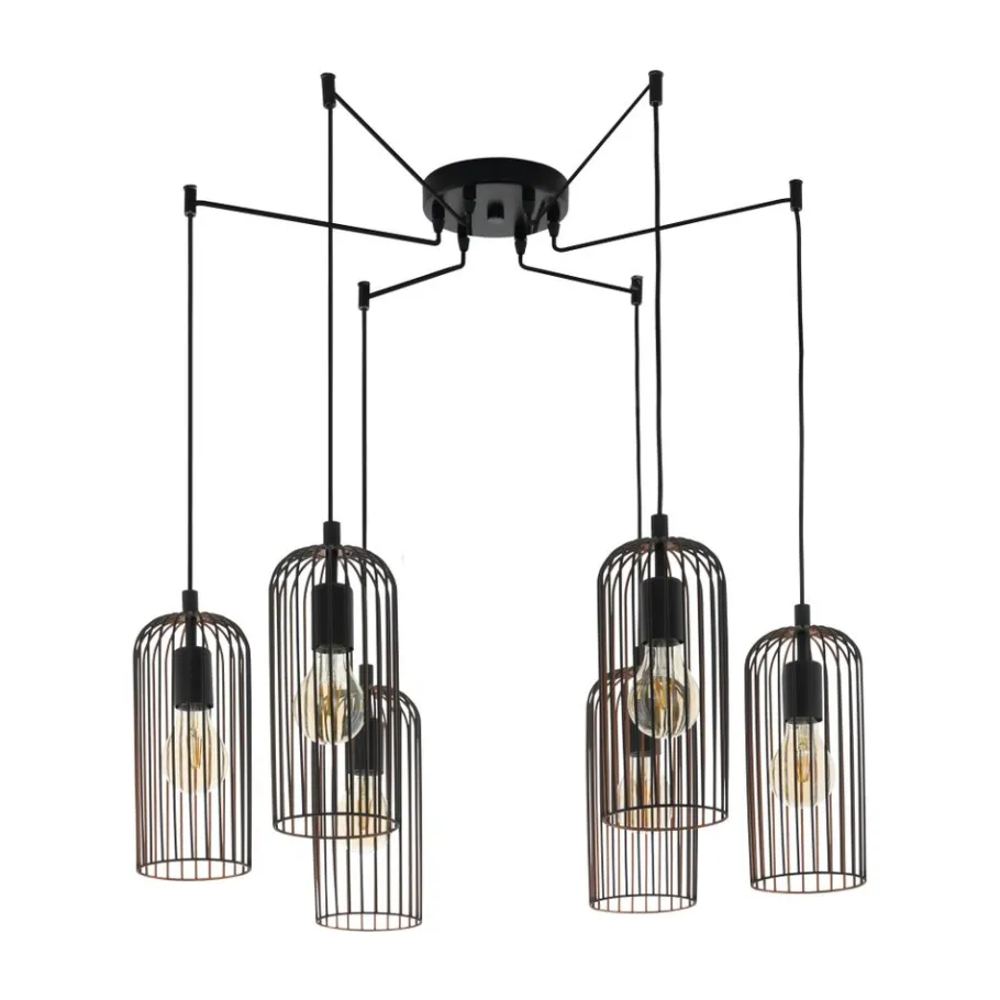 Eglo ROCCAMENA hanglamp staal zwart, koper H: 1300 mm Clearance