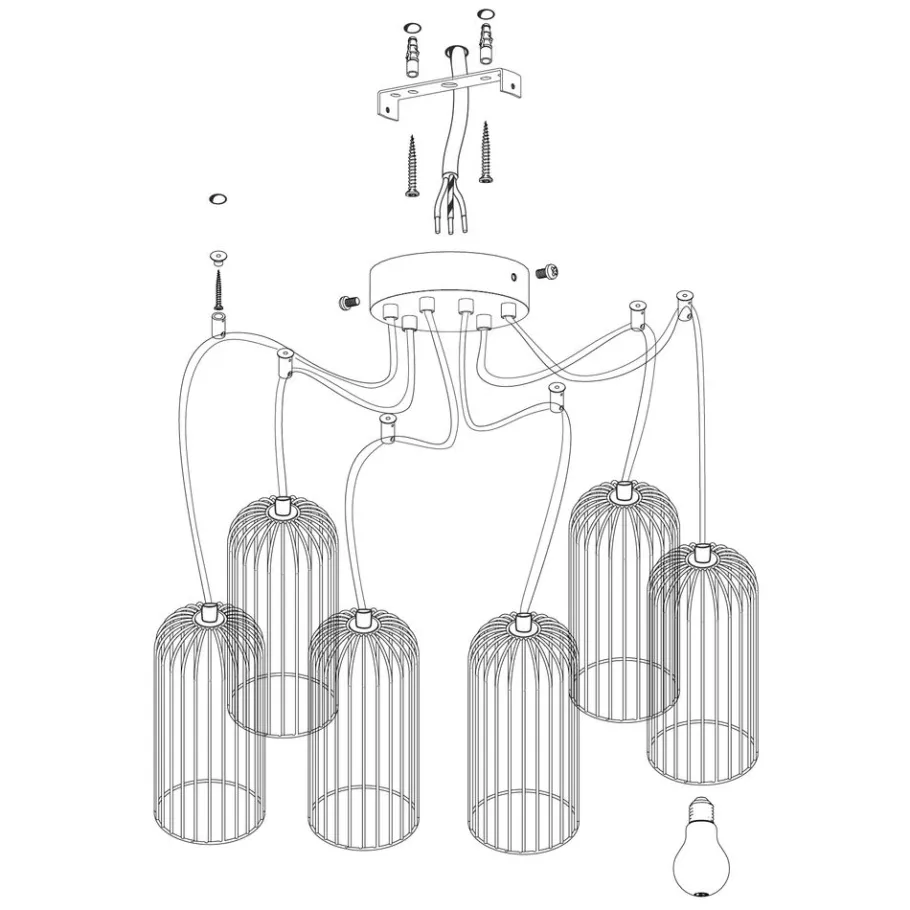 Eglo ROCCAMENA hanglamp staal zwart, koper H: 1300 mm Clearance
