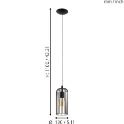 Eglo ROCCAMENA hanglamp staal zwart, koper H: 1100 mm | Ø 130 mm Discount