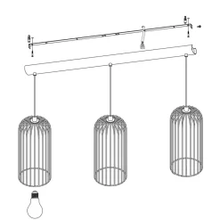 Eglo ROCCAMENA hanglamp staal zwart, koper H: 1100 mm Online