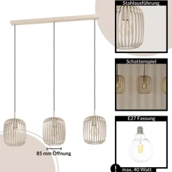 Eglo ROMAZZINA hanglamp staal zandkleuren H: 1100 mm Hot