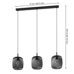 Eglo ROMAZZINA hanglamp staal zwart H: 1100 mm Outlet