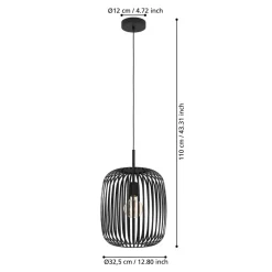 Eglo ROMAZZINA hanglamp staal zwart H: 1100 mm | Ø 325 mm Best
