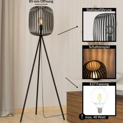 Eglo ROMAZZINA Staande lampen staal zwart H: 1405 mm | Ø 325 mm Online