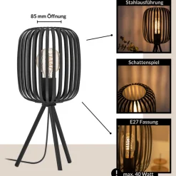 Eglo ROMAZZINA Tafellampen staal zwart H: 435 mm | Ø 200 mm