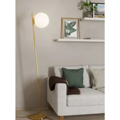 Eglo RONDO 4 Staande lampen staal geelkoper-geborsteld / glas opaal-mat wit H: 1745 mm