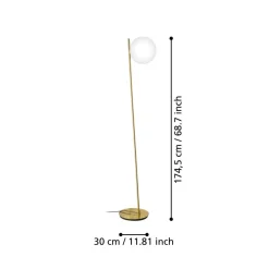 Eglo RONDO 4 Staande lampen staal geelkoper-geborsteld / glas opaal-mat wit H: 1745 mm