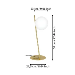 Eglo RONDO 4 Tafellampen staal geelkoper-geborsteld / glas opaal-mat wit H: 565 mm Outlet