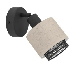 Eglo ROSLEY spot staal zwart / textiel, linnen natuur H: 110 mm | Ø 90 mm Hot