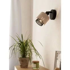 Eglo ROSLEY spot staal zwart / textiel, linnen natuur H: 110 mm | Ø 90 mm Hot