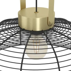 Eglo ROUNDHAM hanglamp staal zwart, geborsteld messing H: 1100 mm | Ø 450 mm Outlet