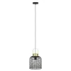 Eglo ROUNDHAM hanglamp staal zwart, geborsteld messing H: 1100 mm | Ø 220 mm Best