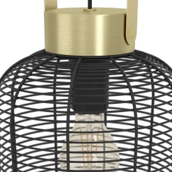 Eglo ROUNDHAM hanglamp staal zwart, geborsteld messing H: 1100 mm | Ø 220 mm Best