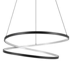 Eglo RUOTALE hanglamp aluminium, staal zwart / Kunststof wit H: 1500 mm | Ø 700 mm Outlet