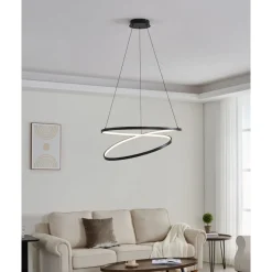 Eglo RUOTALE hanglamp aluminium, staal zwart / Kunststof wit H: 1500 mm | Ø 700 mm Outlet