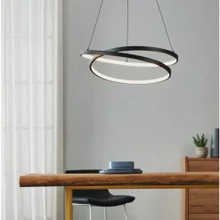 Eglo RUOTALE hanglamp aluminium, staal zwart / Kunststof wit H: 1500 mm | Ø 550 mm Sale