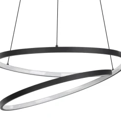 Eglo RUOTALE hanglamp aluminium, staal zwart / Kunststof wit H: 1500 mm | Ø 550 mm Sale