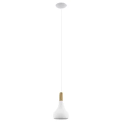 Eglo SABINAR hanglamp staal wit / Hout bruin H: 1100 mm | Ø 180 mm New