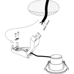 Eglo SALABATE inbouwarmatuur aluminium zwart / Glas helder Ø 88 mm Clearance